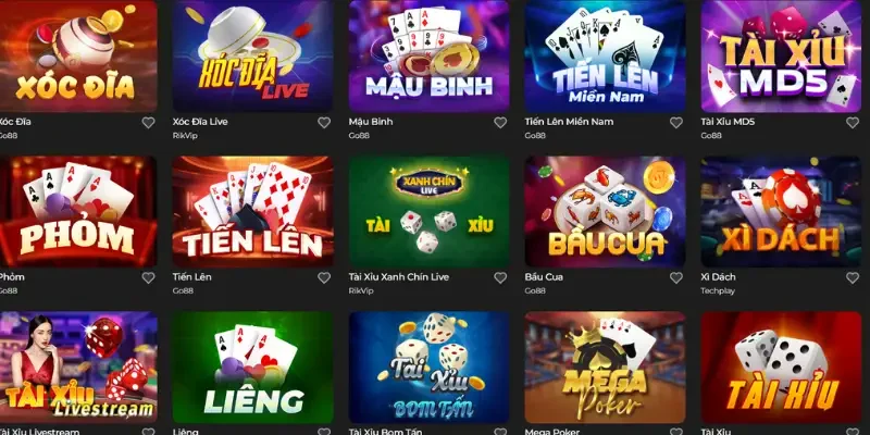 Danh sách game bài Sodo cực phong phú